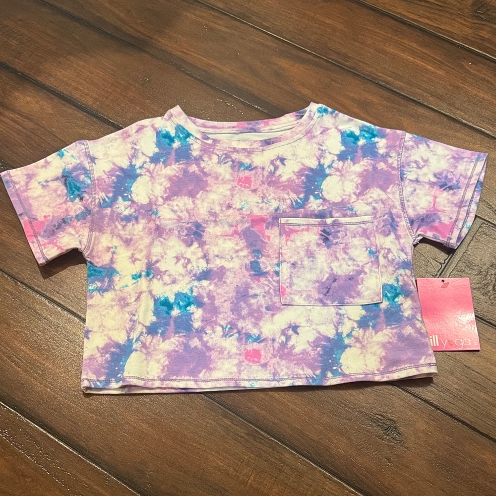Jill Yoga girls crop cotton pocket tee size medium
